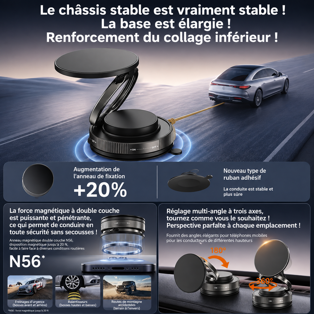 Support téléphone magnétique MagSafe T30 avec ventouse