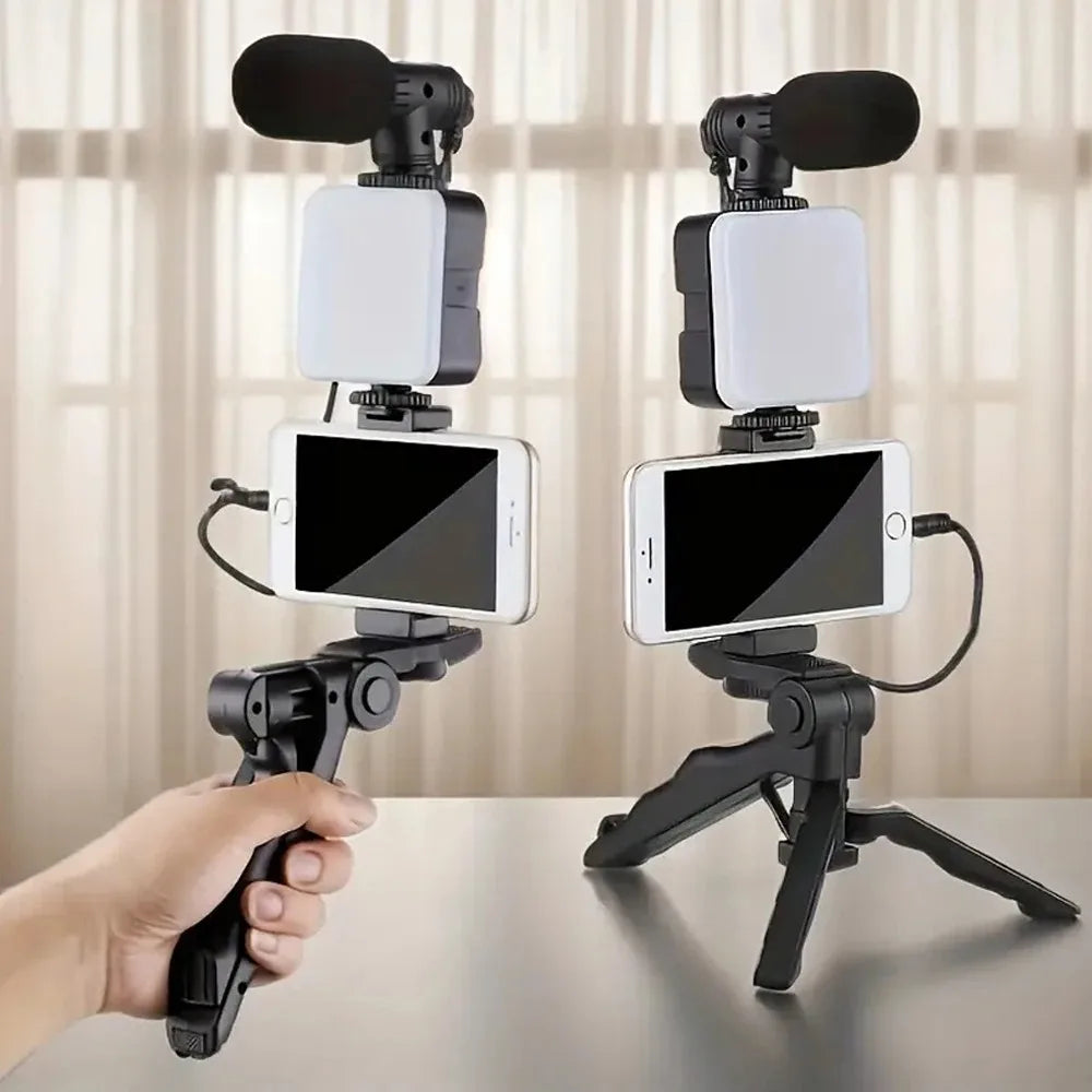 Kit création de contenu avec trépied, microphone et lumière LED