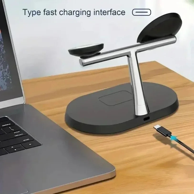 Station de charge 3-en-1 magnétique vue de bureau