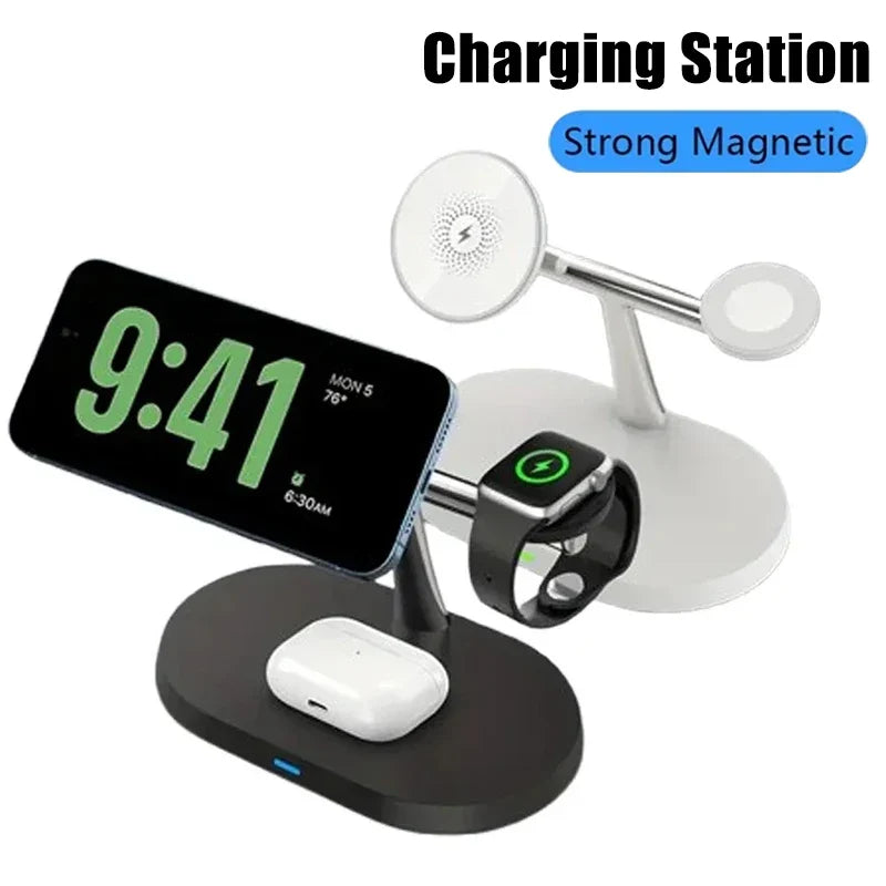 Station de charge 3-en-1 magnétique noire pour iPhone, Apple Watch et AirPods